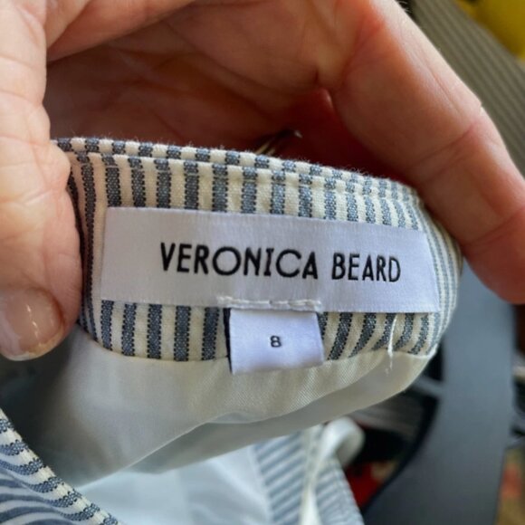 Veronica Beard Women's Blue White Striped Sleeveless Halter Dress Size 8 NWOT - Picture 5 of 5